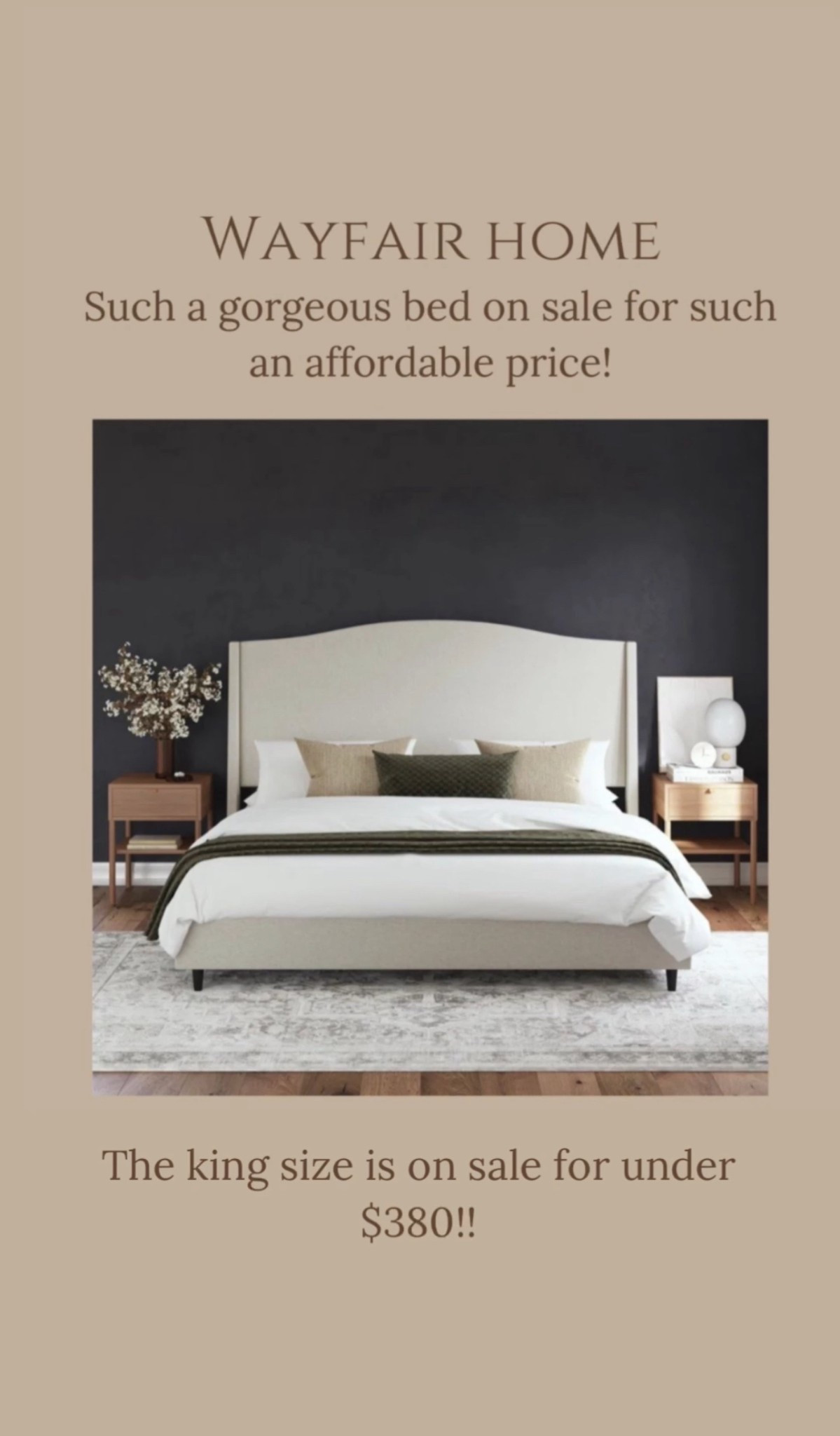 This bed is so beautiful. I love the shape of the headboard. It looks so rich, but it is on sale for such an amazing price. The king size is on sale for under $380!

#LTKHome #LTKSaleAlert