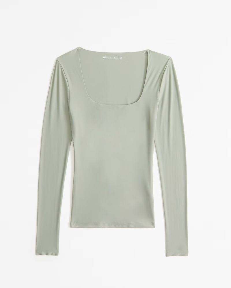 Soft Matte Seamless Long-Sleeve Tuckable Squareneck Top | Abercrombie & Fitch (US)