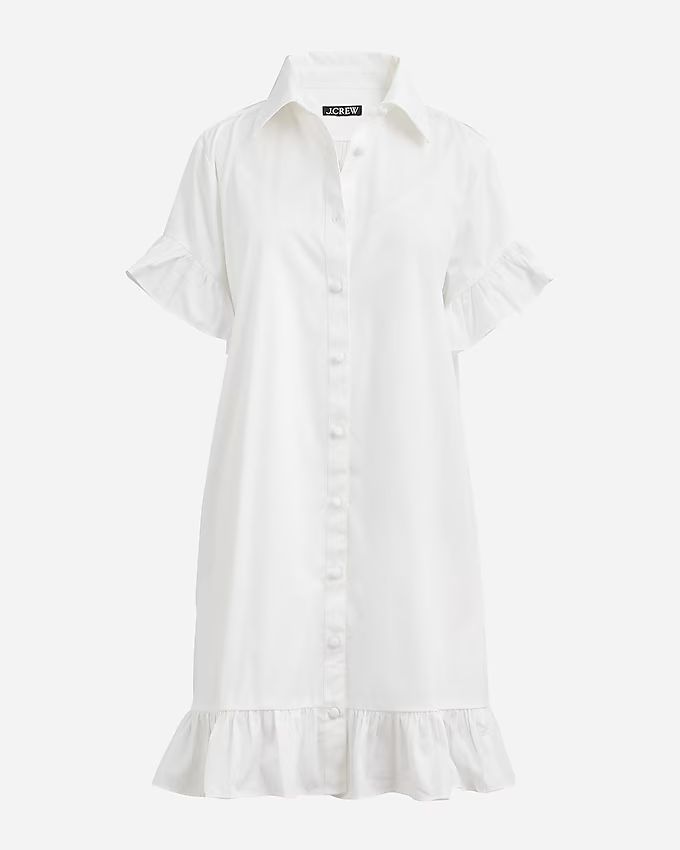 Ruffle-hem shirtdress in cotton poplin | J.Crew US