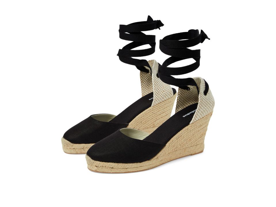 Soludos - Tall Wedge Linen (Black) Women's Wedge Shoes | Zappos