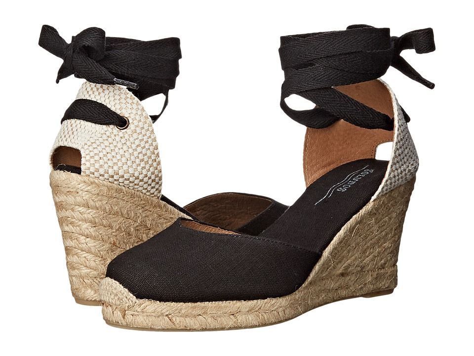 Soludos - Tall Wedge Linen (Black) Women's Wedge Shoes | Zappos