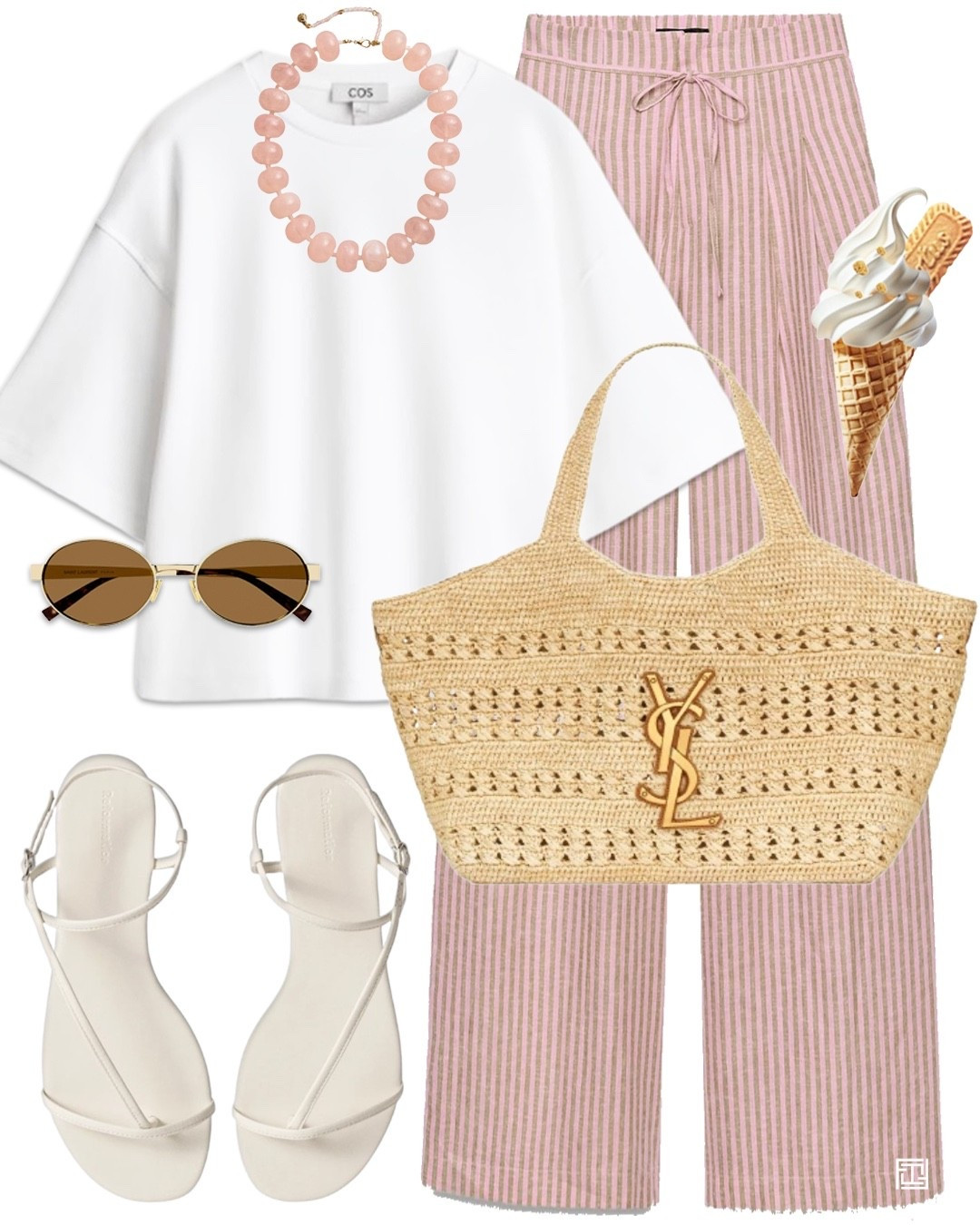 Pink striped trousers linen trousers white tshirt white flat strappy sandals gold sunglasses

#LTKsummer #LTKeurope #LTKuk