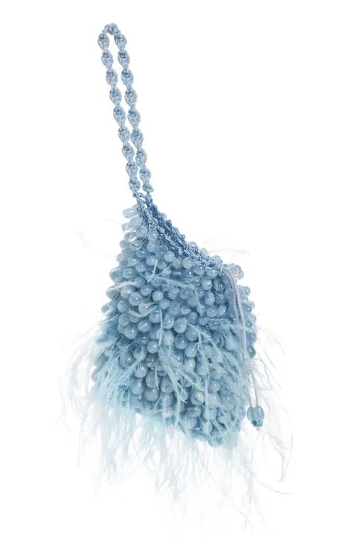 Cult Gaia Dory Bead & Ostrich Feather Wristlet in Ice Blue at Nordstrom | Nordstrom