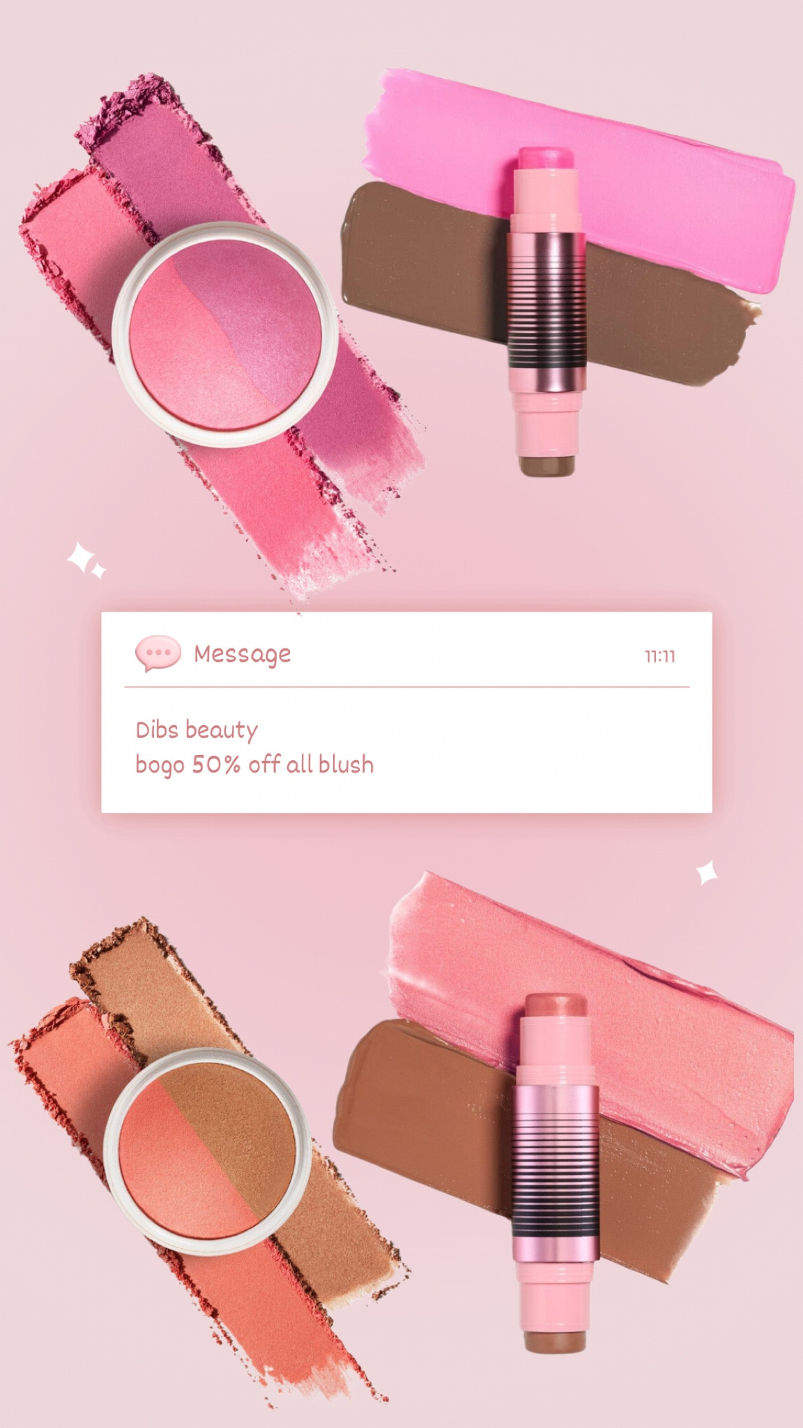 Dibs Beauty bogo 50% off all blushes — use code blushbogo — best of beauty — duo sticks — duo baked blushes — contour sticks — Bogo half off — summer sale — mix and match 

#LTKSummerSales #LTKSaleAlert #LTKBeauty