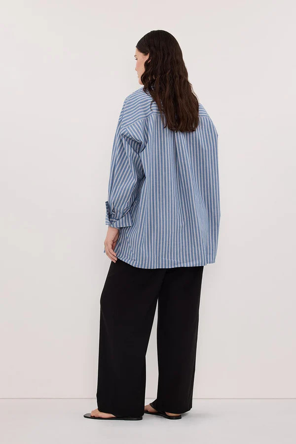 GRACIE LONG SLEEVE BLUE STRIPE SHIRT | DISSH