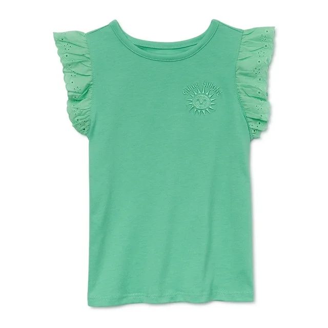 Garanimals Toddler Girl Short Sleeve Eyelet Flutter T-Shirt, Sizes 18M-5T - Walmart.com | Walmart (US)