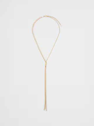 Knot Herringbone Snake Chain Lariat Necklace | Banana Republic Factory
