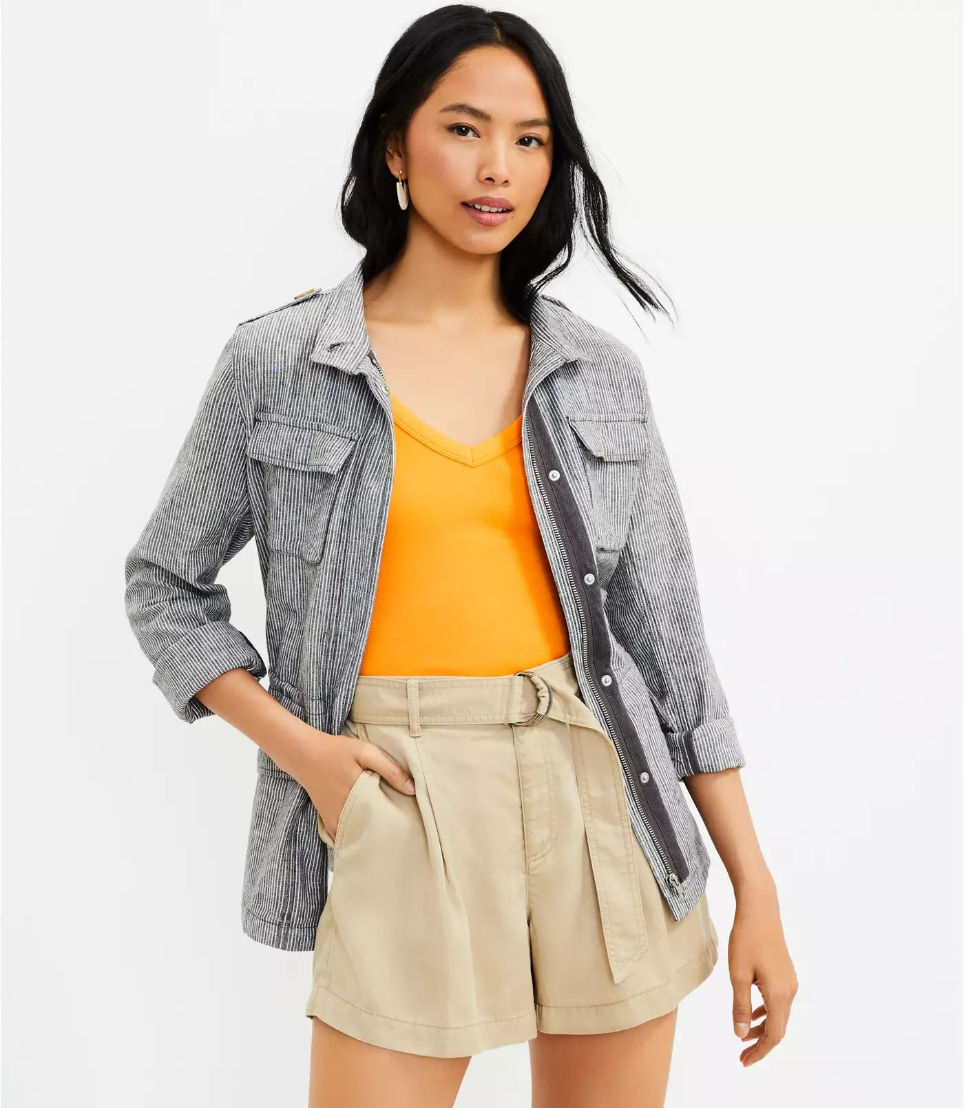 Belted Pleated Shorts | LOFT