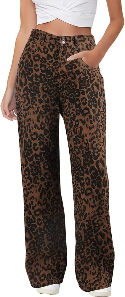 HDLTE Baggy Stretchy Jeans for Women High Waisted Trendy Wide Leg Jeans Boyfriend Denim Pants wit... | Amazon (US)