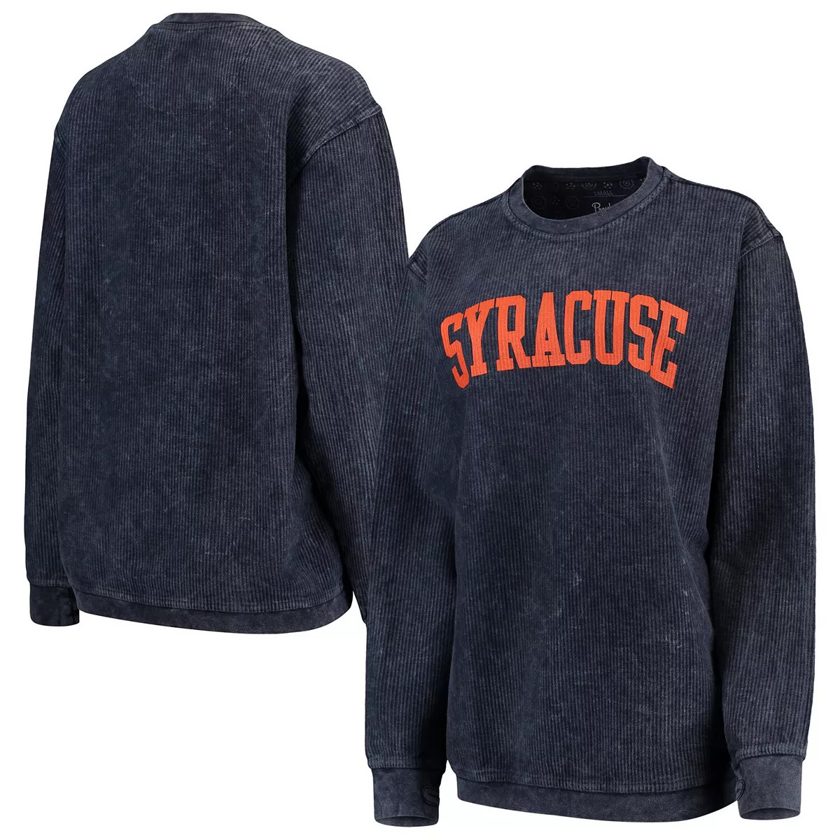 Women's Pressbox Navy Syracuse Orange Comfy Cord Vintage Wash Basic Arch Pullover Sweatshirt | Kohl's