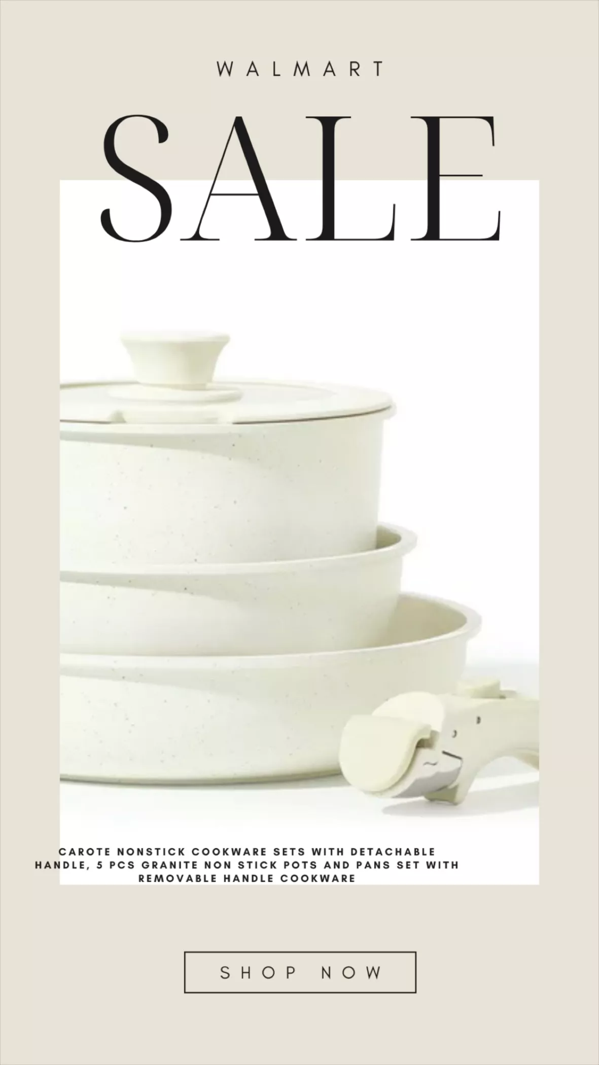 Carote 5 Pcs Granite Non Stick Pots and Pans Cookware Set with Detachable  Handle
