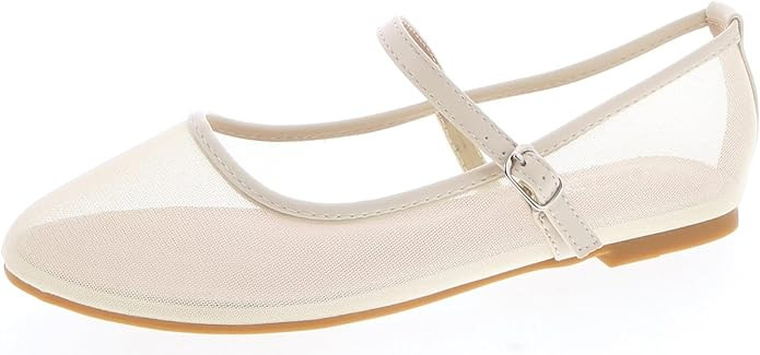 TruFox Women's Mesh Ballet Flats Buckle Strap Comfortable Ballerina Shoes Flats | Amazon (US)