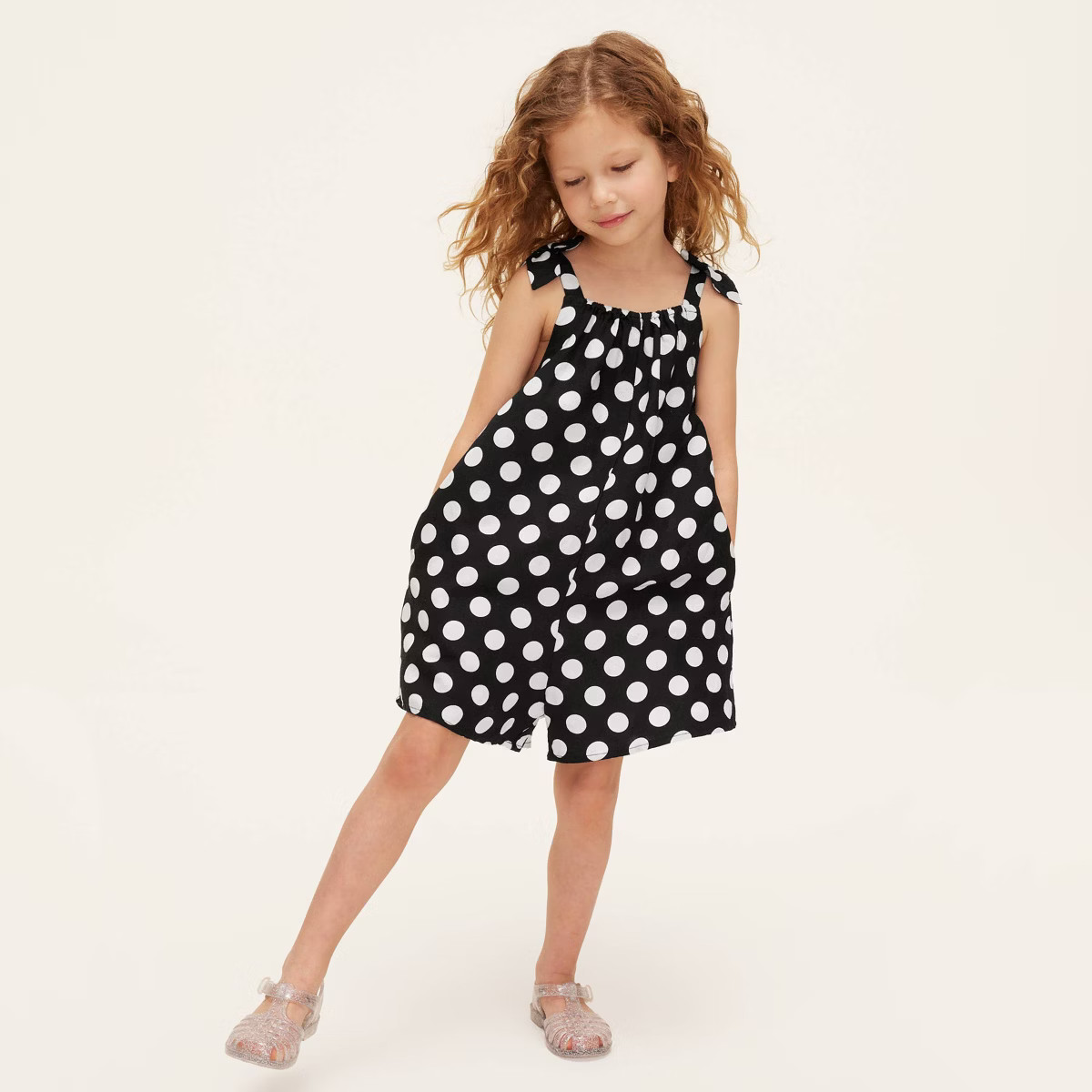 Toddler Tie- Shoulder Polka Dot Romper - kate spade new york x Target Black/White | Target