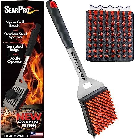 SearPro 4-in1 Grill Brush BBQ Cleaner Scraper Barbecue Tool Accessories Kit Heat Resistant Nylon ... | Amazon (US)