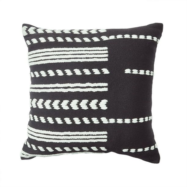 Better Homes & Gardens B&W Stripe Outdoor Throw Pillow, 19" x 19" Square | Walmart (US)