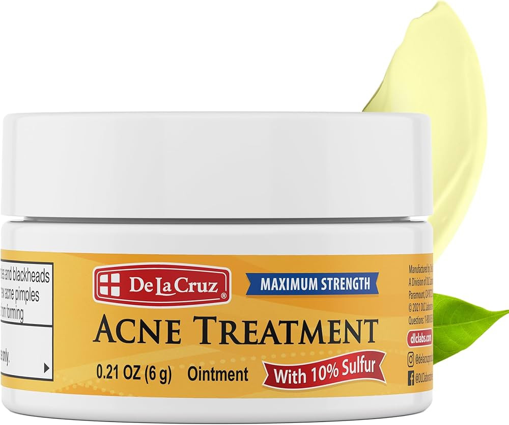 De La Cruz 10% Sulfur Ointment Travel Size - Cystic Acne Treatment for Face and Body - Daily 10 M... | Amazon (US)