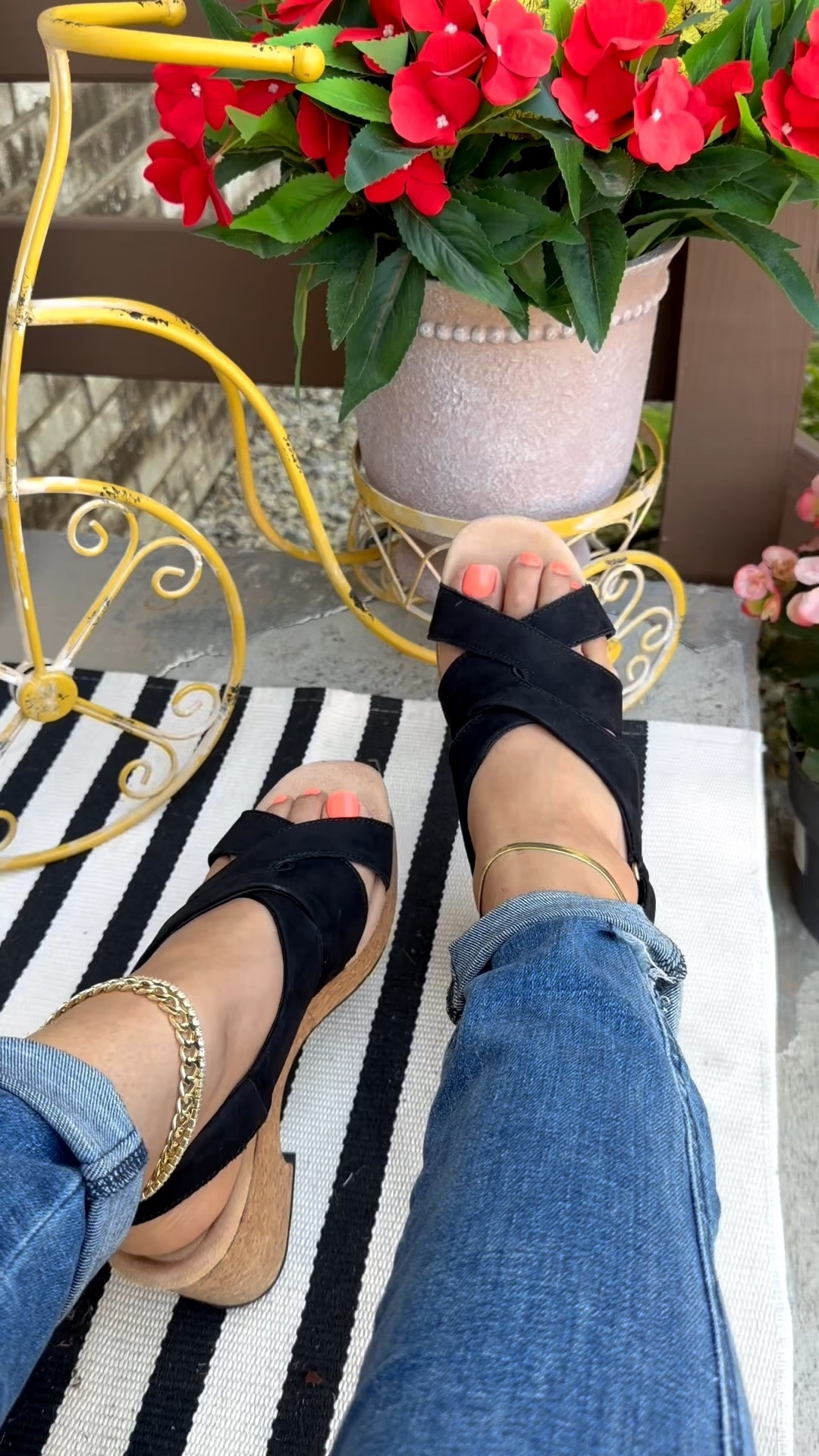 Wide foot friendly Clark wedge sandals 🩷🩷 #sandals

#LTKootd #LTKPetite