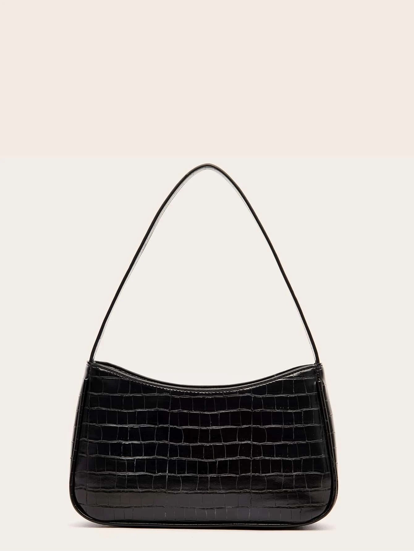 Croc Embossed Baguette Bag | SHEIN