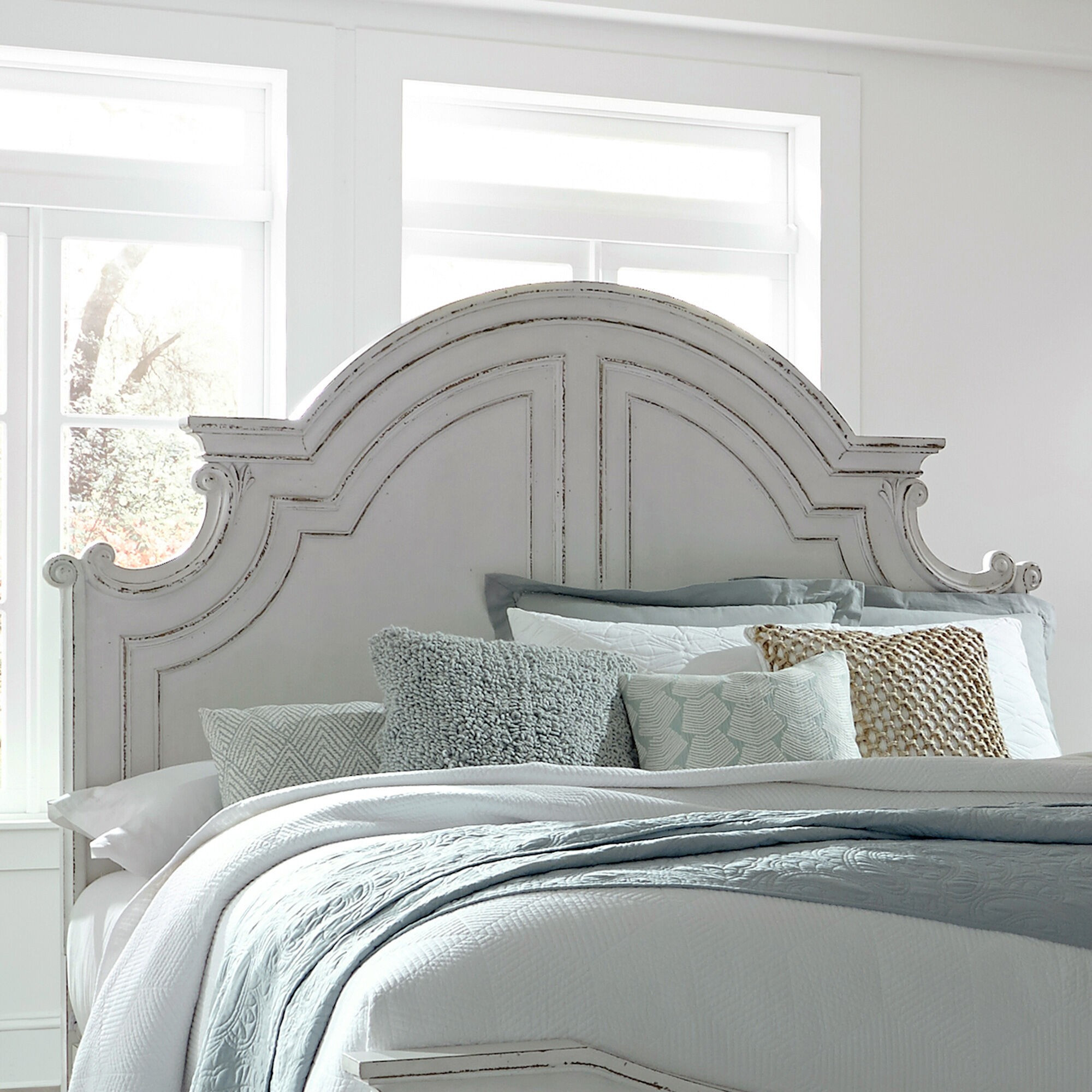 Magnolia Manor Antique White Queen Panel Headboard | Slumberland Furniture