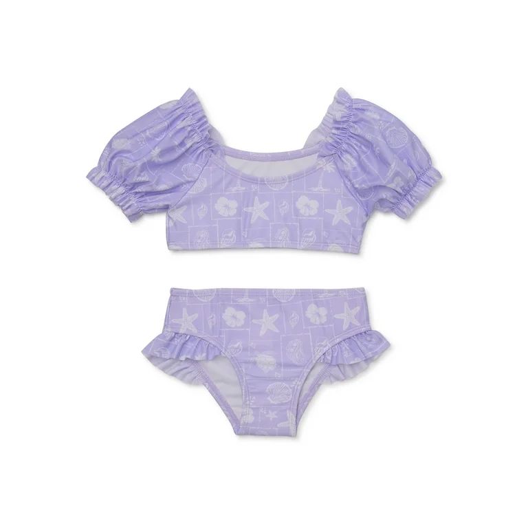 Wonder Nation Toddler Girl Puff Sleeve Bikini with UV Protection, Sizes 12M-5T | Walmart (US)