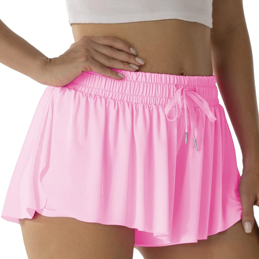 Flowy Athletic Shorts for Women Running Tennis Butterfly Shorts Girls 2-in-1 Double Layer Quick-D... | Amazon (US)