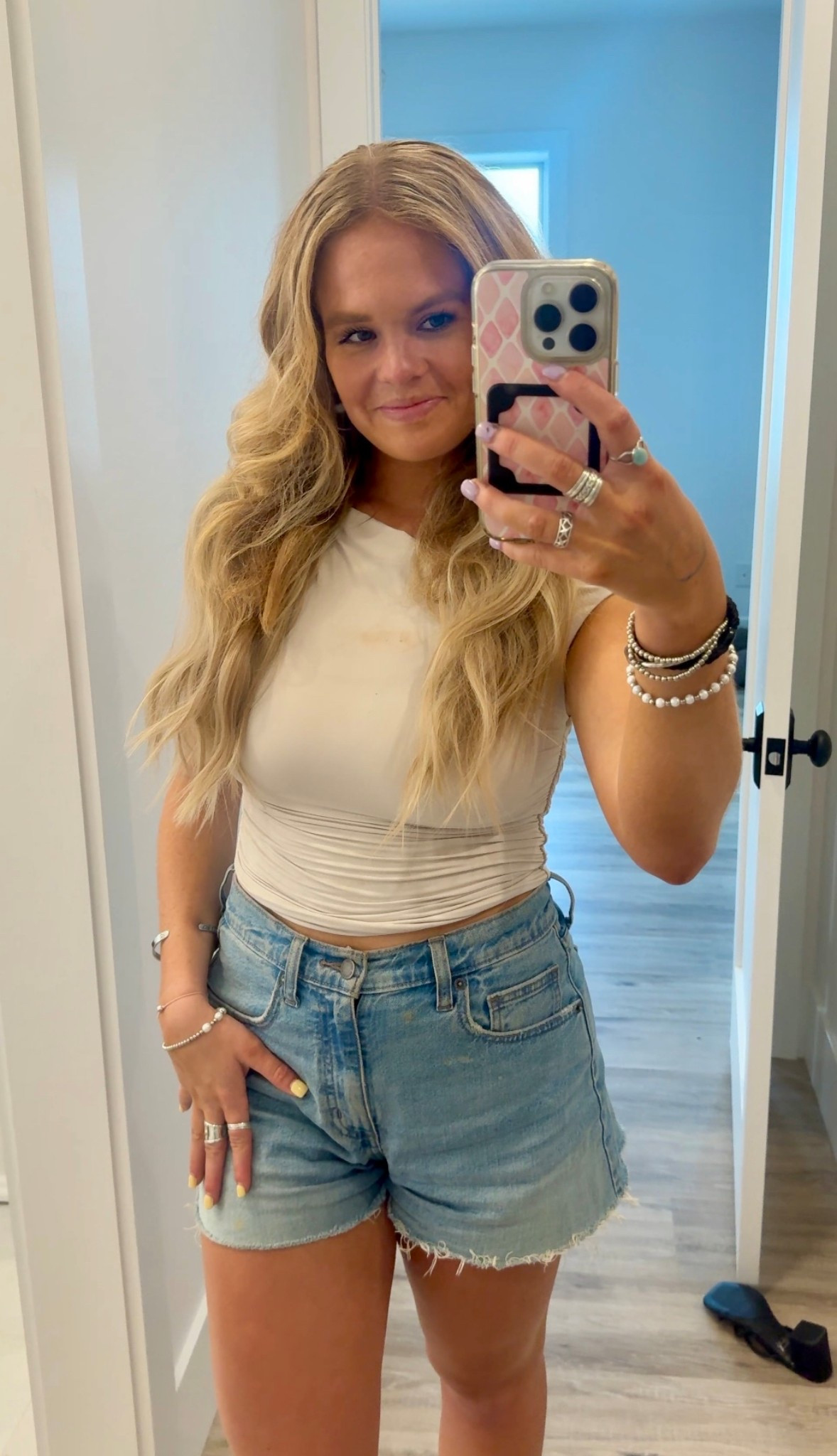 Off the shoulder top and jean shorts summer going out outfit

#LTKSeasonal #LTKStyleTip #LTKFindsUnder50