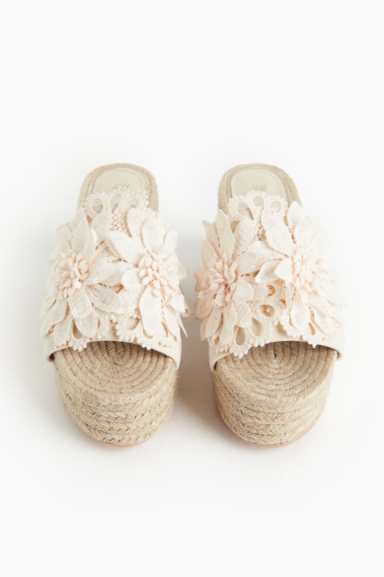 Wedge-heeled Espadrille Sandals - Cream - Ladies | H&M US | H&M (US + CA)