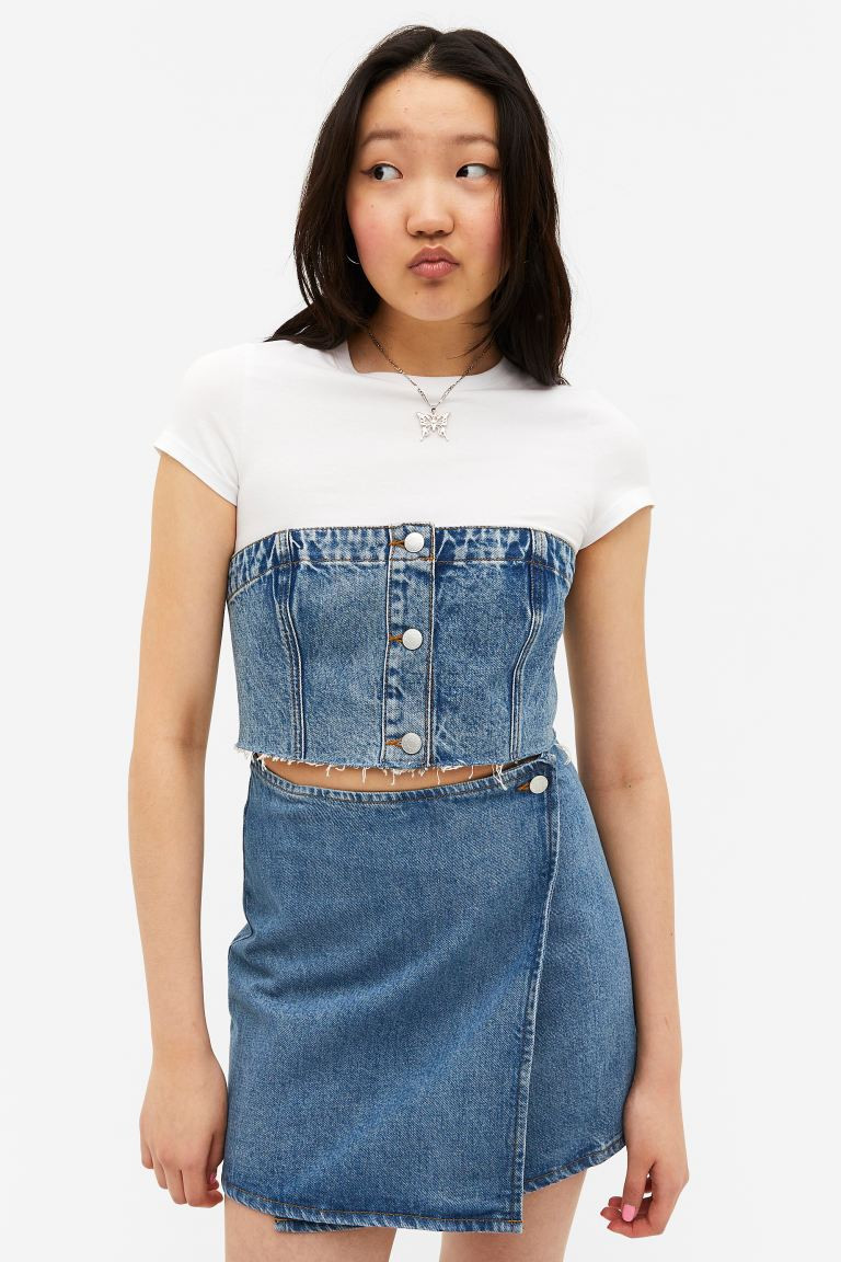 Denim wrap mini skirt | H&M (UK, MY, IN, SG, PH, TW, HK)