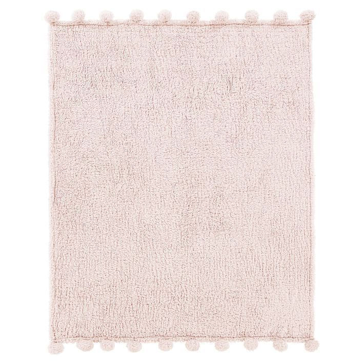 Cozy Pom Recycled Sherpa Throw, 50x60, Quartz Blush | Pottery Barn Teen