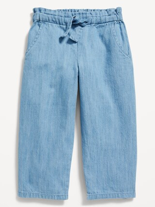 Wide-Leg Chambray Functional-Drawstring Pull-On Pants for Baby | Old Navy (US)