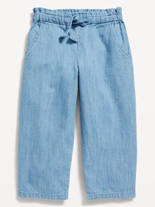 Wide-Leg Chambray Functional-Drawstring Pull-On Pants for Baby | Old Navy (US)