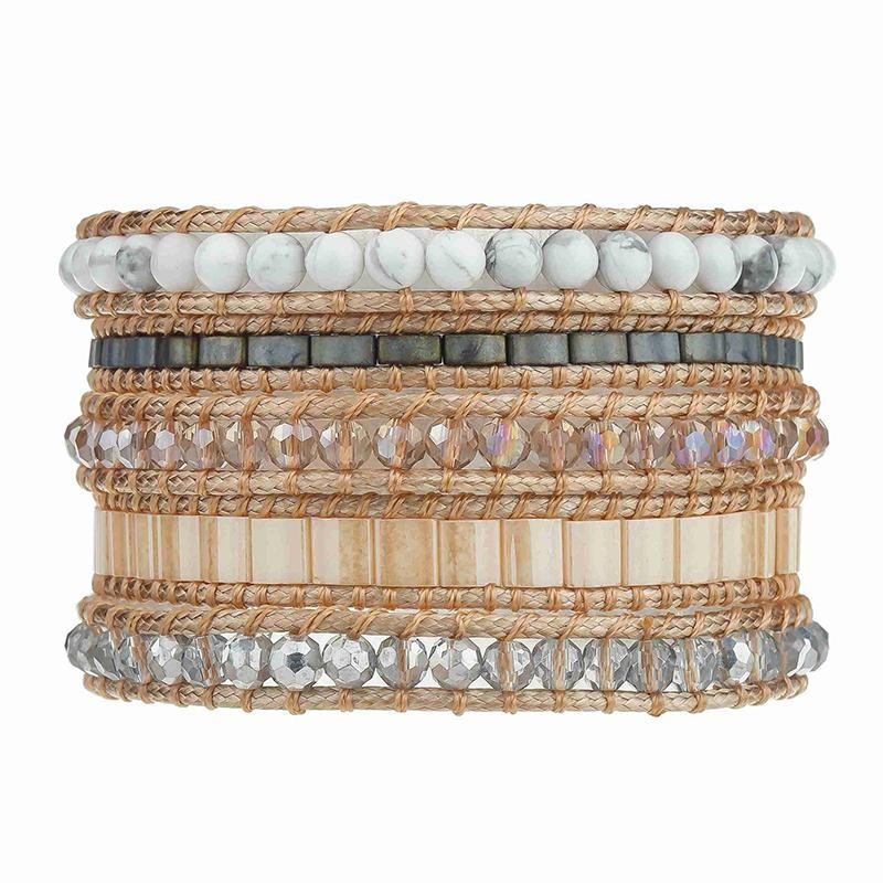 Marble Beads with Miyuki Accent on Natural- Vegan | Victoria Emerson