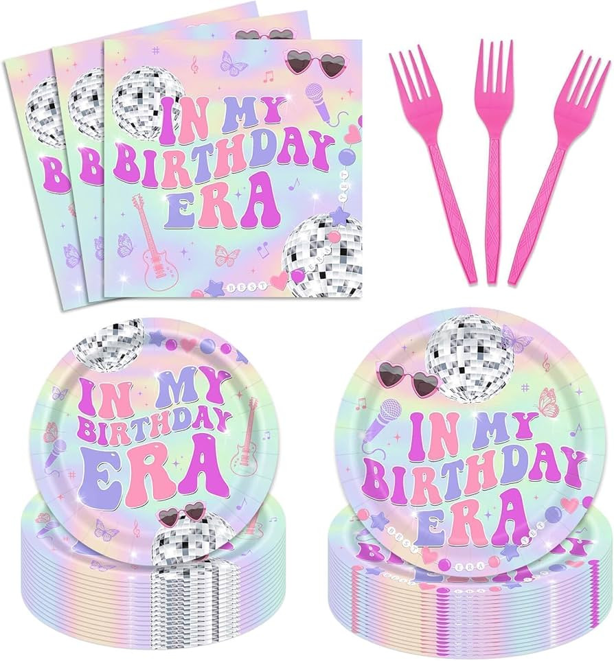 96Pcs In My Birthday Era Party Supplies Friendship Party Tableware Set Music Plates and Napkins f... | Amazon (US)