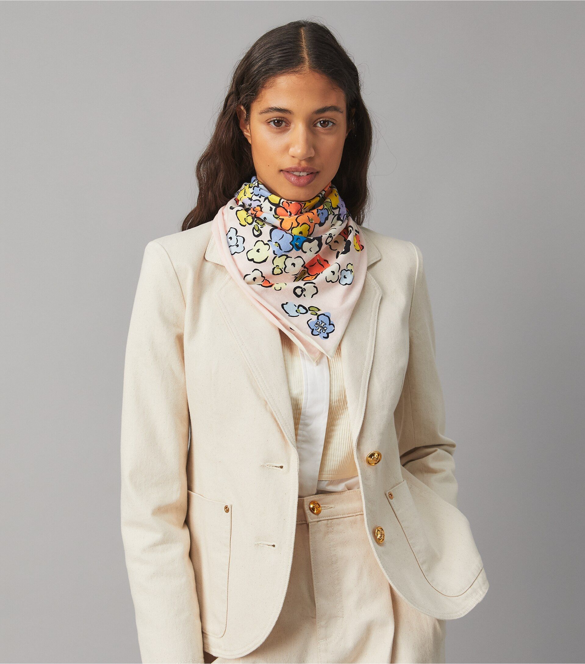 Painted Floral Cotton Jersey Neckerchief | Tory Burch (US)