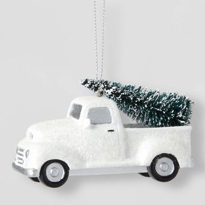 Glitter Truck with Bottle Brush Tree Christmas Tree Ornament White - Wondershop™ | Target