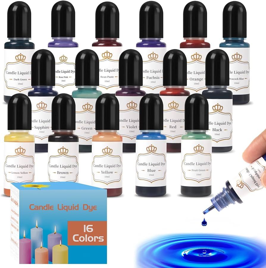 VAST WANT Candle Dye - 16 Bottles Vivid Colors Liquid Candle Making Dye for Soy Candle Making, Hi... | Amazon (US)