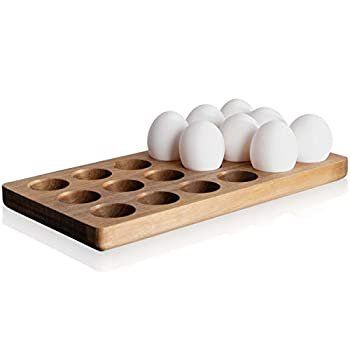 Egg Tray - Rustic Wooden Egg Holder For 18 Eggs Usable in Kitchen Refrigerator, or Countertop for... | Walmart (US)