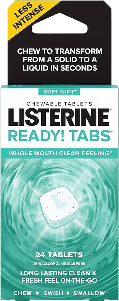 Listerine Ready! Tabs Chewable Tablets with Soft Mint Flavor, 24 Count | Amazon (US)