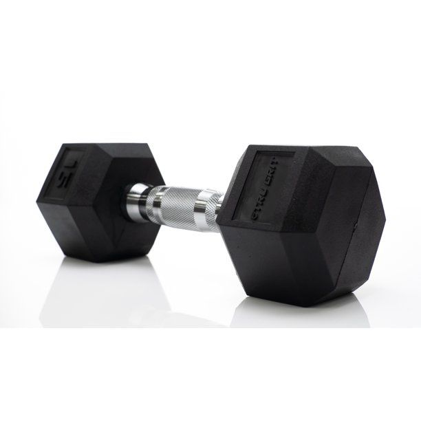 Tru Grit Fitness 15lb Black Rubber Hex Dumbbell, Single - Walmart.com | Walmart (US)