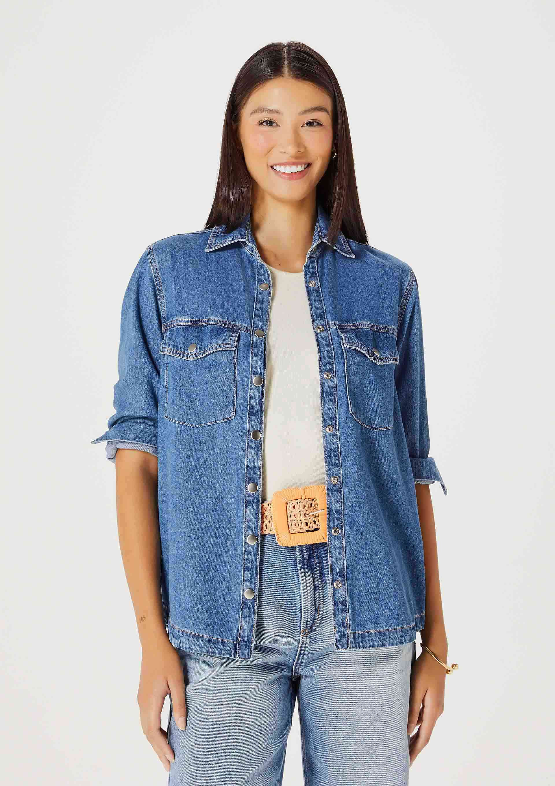 Camisa Jeans Feminina Alongada - Hering Store | Hering (BR)