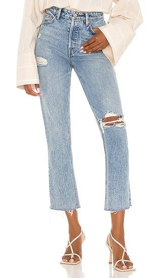 Karolina High Rise Straight Crop in Larchmont with Rips | Revolve Clothing (Global)