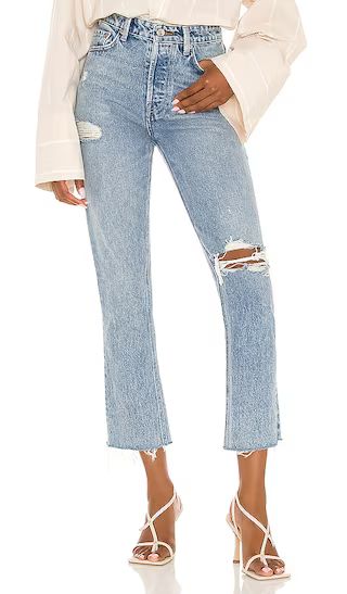 Karolina High Rise Straight Crop in Larchmont with Rips | Revolve Clothing (Global)