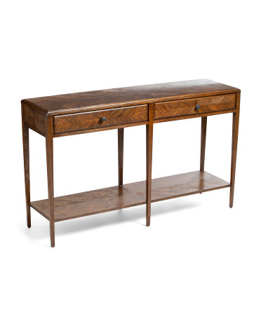 Nova Frieze 2 Drawer Oak Wood Console Table | Furniture & Lighting | Marshalls | Marshalls