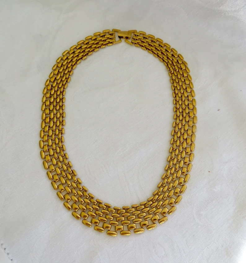 Vintage Napier Panther Link Necklace, Gold Cleopatra Style, Chain Link Choker Necklace - Etsy | Etsy (US)
