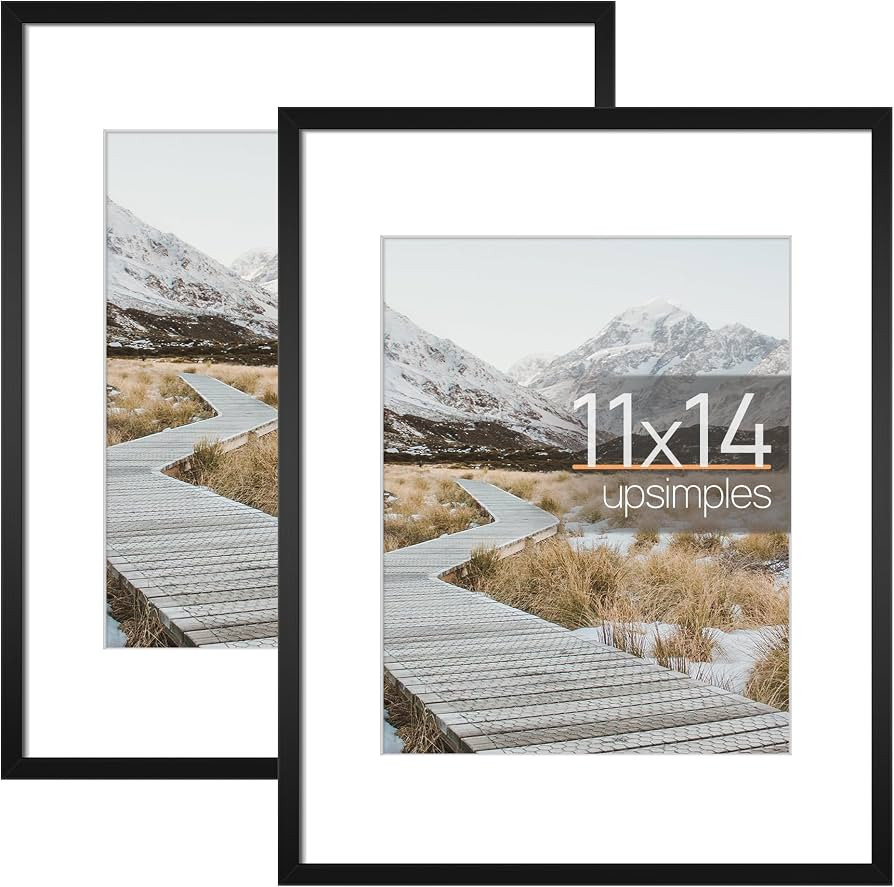upsimples 11x14 Aluminum Picture Frame with mat for 8x10, Gallery Wall Decor Metal Photo Frames S... | Amazon (US)