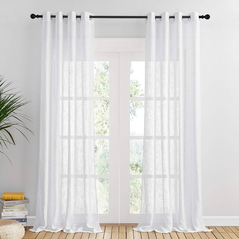 PONY DANCE Cortinas y Visillos Blancos 2 Piezas Cortinas de Lino con Ojales Cortinas Blancas Dorm... | Amazon (ES)