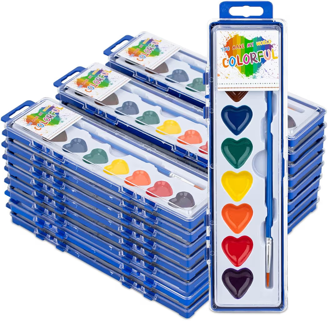 ARTLYMERS 24 Pack Water Color Paint Sets for Kids, 8 Colors Heart Watercolor Paint Set with Paint... | Amazon (US)