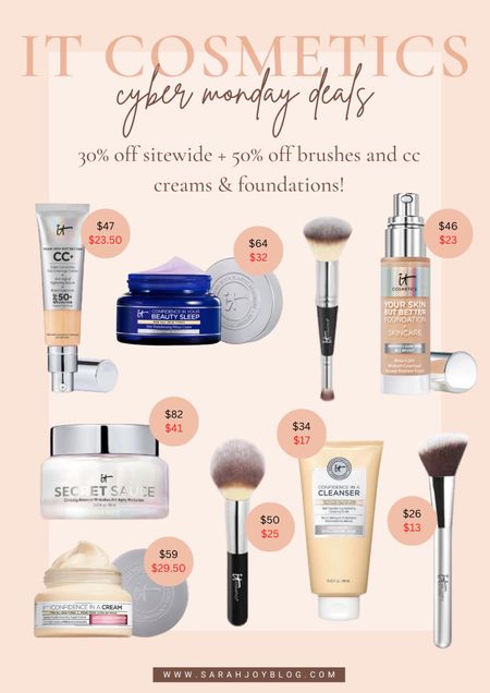 it Cosmetics Cyber Monday Sale! 30% off site wide + 50% off brushes, cc creams, foundations and moisturizers! 
#itcosmetics #cybersale

Follow @sarah.joy for more cyber Monday deals!! 

#LTKHoliday #LTKGiftGuide #LTKCyberWeek
