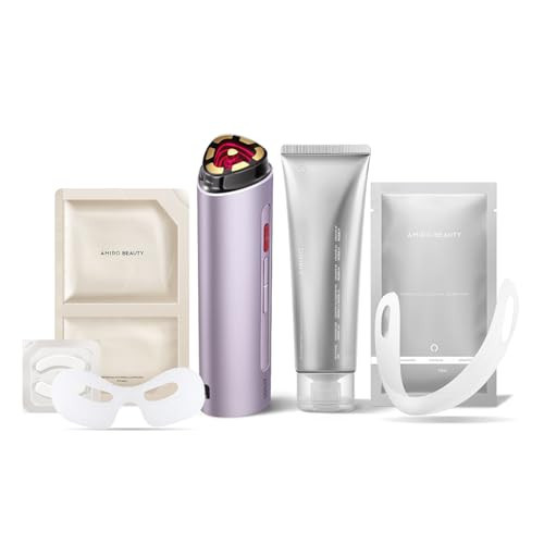 AMIRO R3 Turbo Facial Device Purple, Precision Firming and Fine Line Smoothing Tool Bundle with Eye Mask, V-Face Mask & 70ml Preparation Gel Set | Amazon (US)
