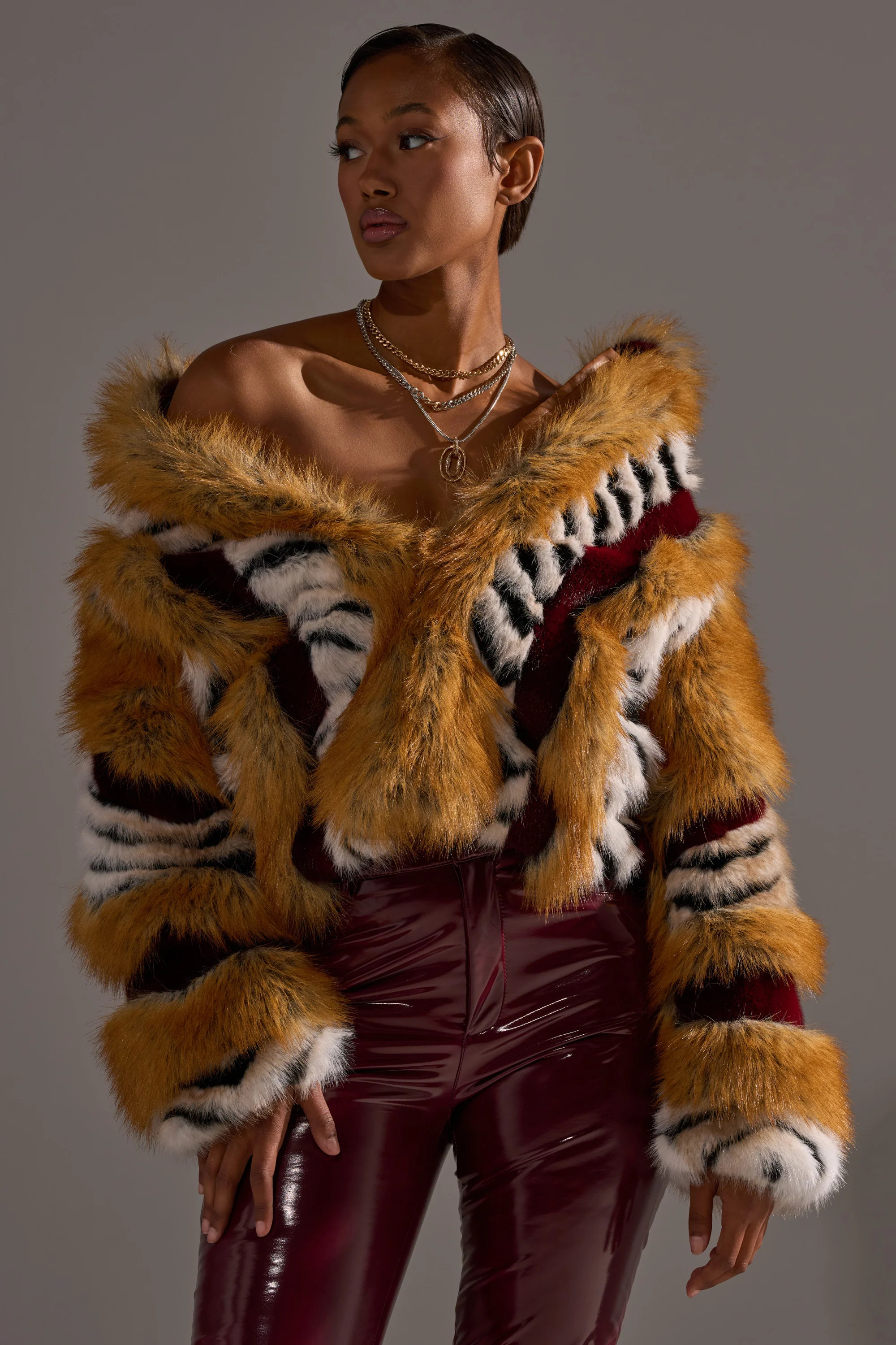 OLYMPIA PANELED FAUX FUR | AKIRA